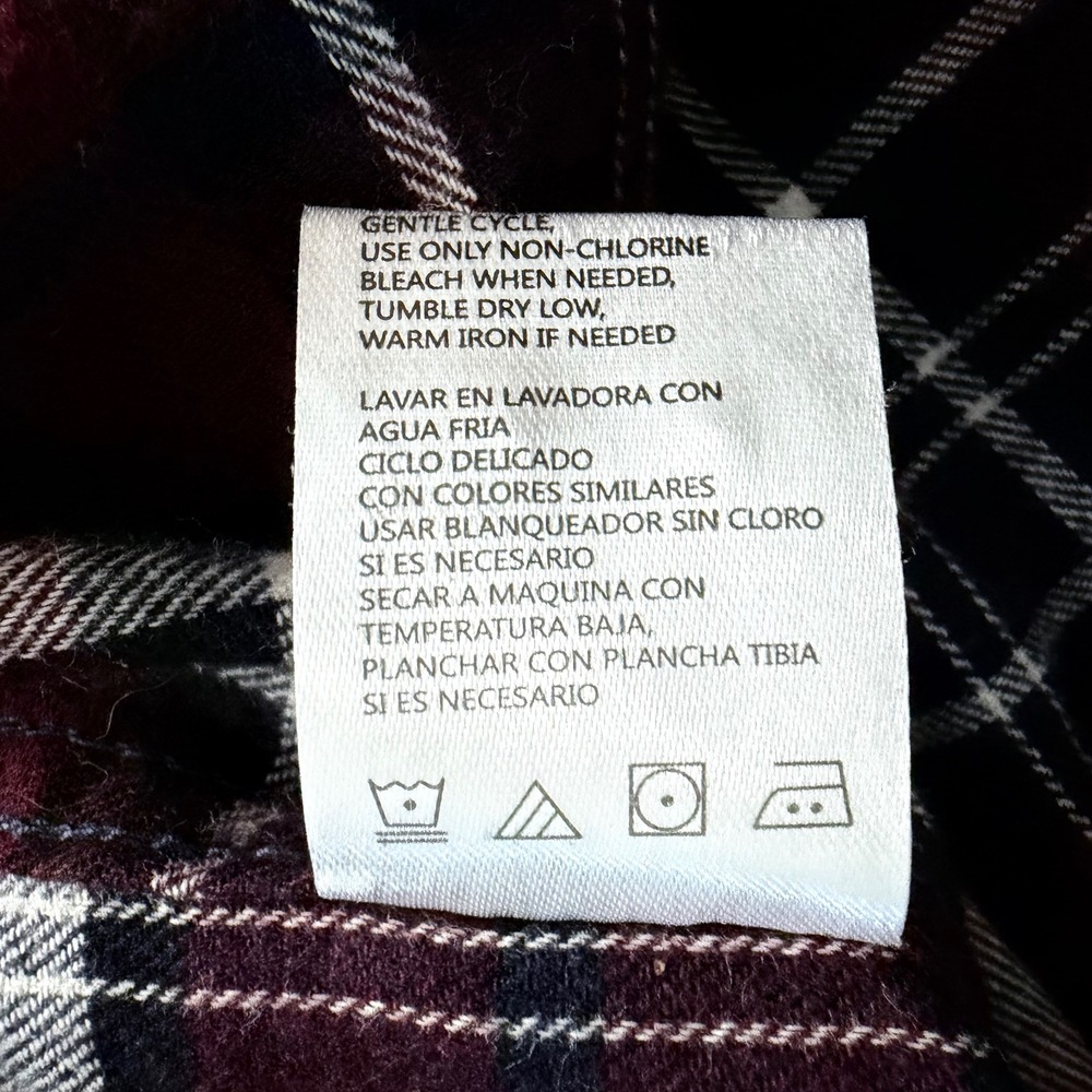 Weatherproof Vintage Flannel Shirt XL Burgundy Plaid Casual Button Up Shirt - Picture 10 of 11